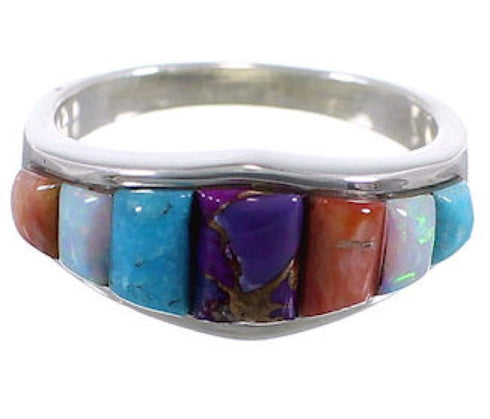 Multicolor Sterling Silver Southwest Ring Size 5-3/4 TX38209